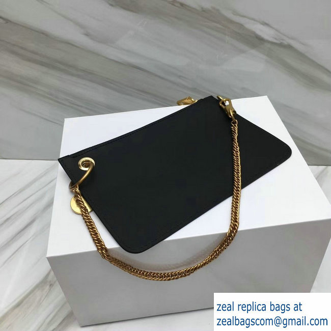 Givench GV Flat Zippered Pouch Bag In Smooth Leather Black/Gold2018 - Click Image to Close