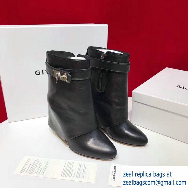 Givenchy Heel 11cm Leather Shark Lock Ankle Boots Black 2018 - Click Image to Close