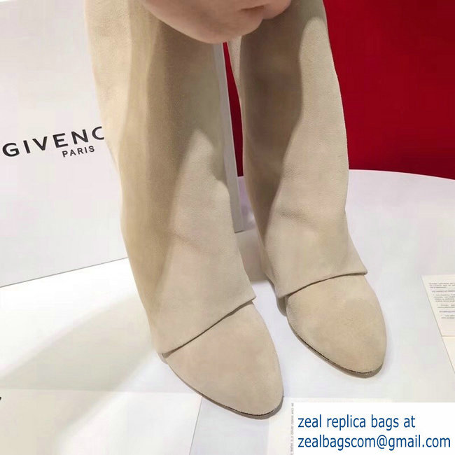 Givenchy Heel 11cm Leather Shark Lock Boots Beige 2018 - Click Image to Close