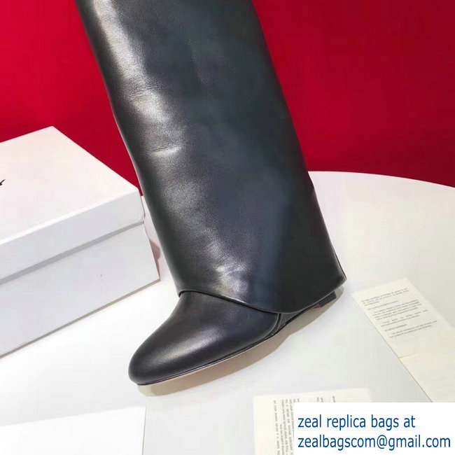 Givenchy Heel 11cm Leather Shark Lock Boots Black 2018