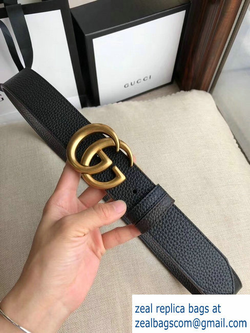 Gucci 3.8cm Wide grained Leather Belt With gold gg buckle 02