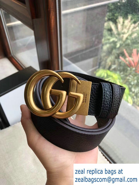 Gucci 3.8cm Wide grained Leather Belt With gold gg buckle 02