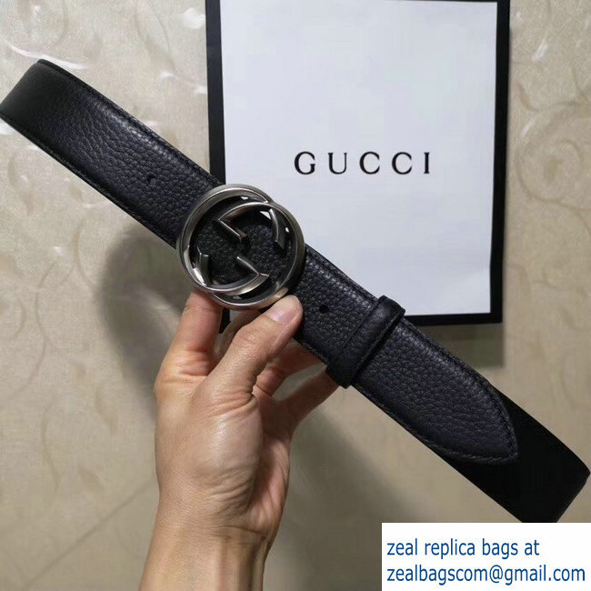 Gucci 3.8cm Wide grained Leather Belt With silver gg buckle - Click Image to Close