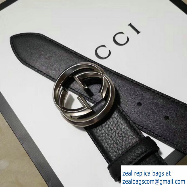 Gucci 3.8cm Wide grained Leather Belt With silver gg buckle