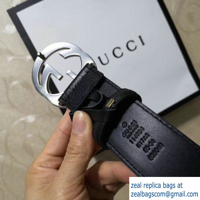 Gucci 3.8cm Wide grained Leather Belt With silver gg buckle - Click Image to Close