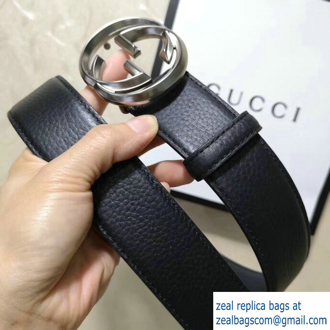 Gucci 3.8cm Wide grained Leather Belt With silver gg buckle - Click Image to Close