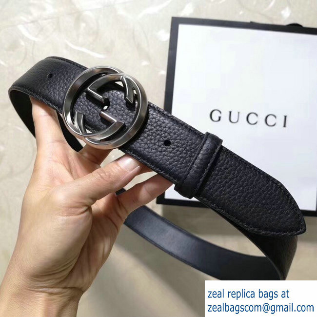 Gucci 3.8cm Wide grained Leather Belt With silver gg buckle