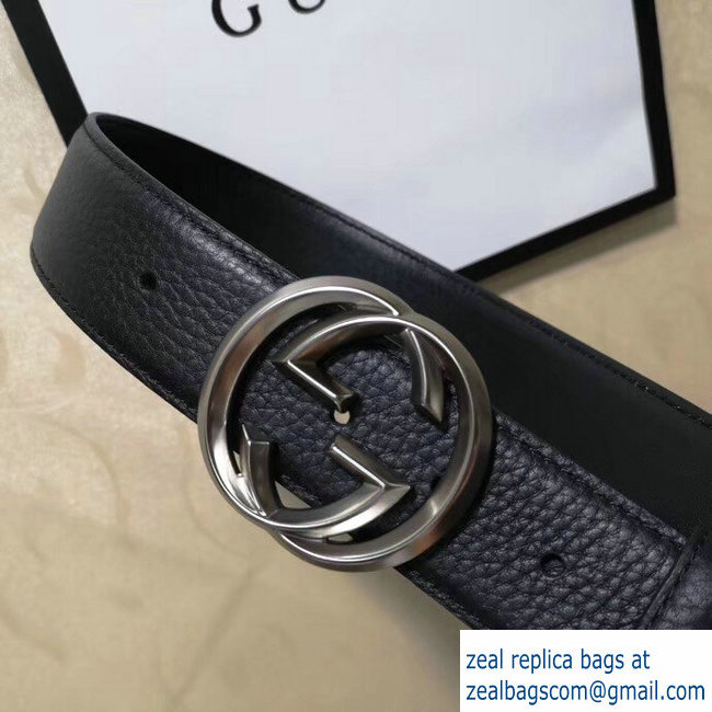 Gucci 3.8cm Wide grained Leather Belt With silver gg buckle