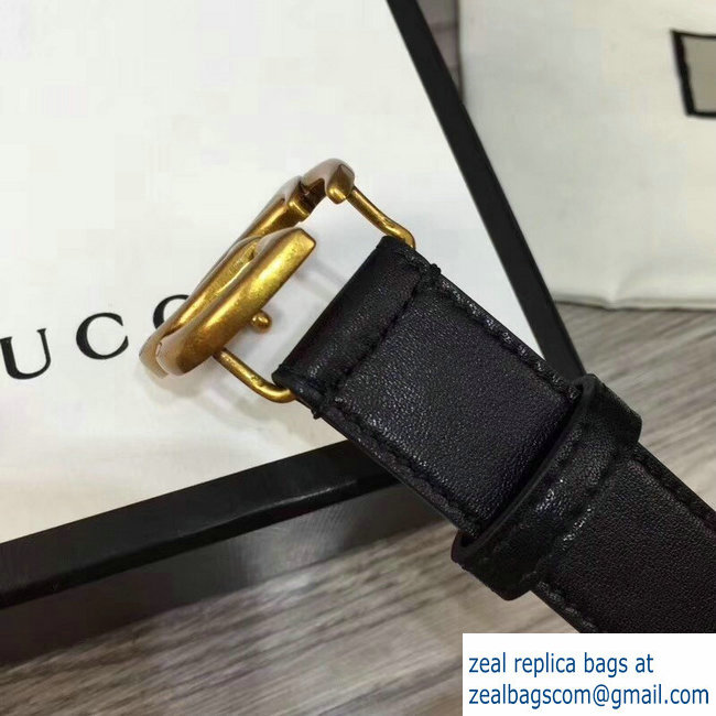 Gucci 3cm Wide Leather Belt With gold gg buckle - Click Image to Close