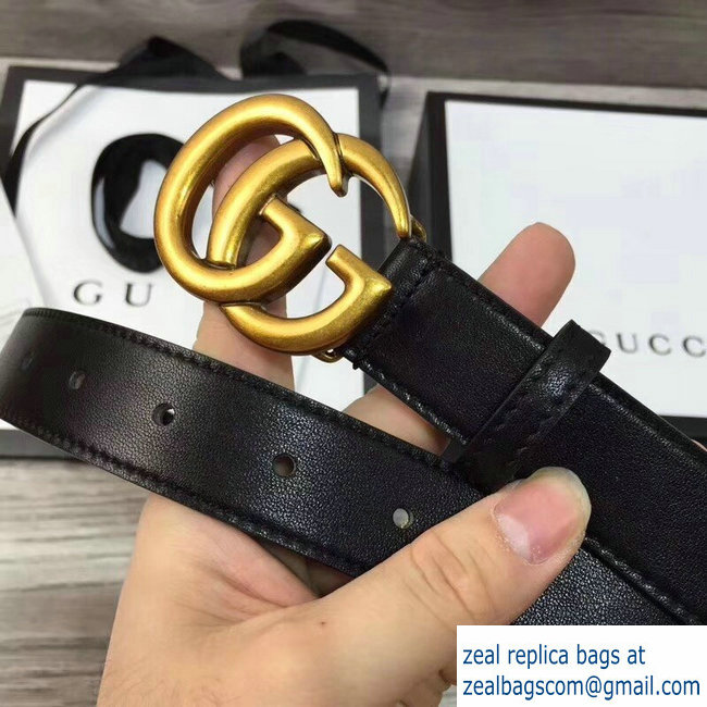 Gucci 3cm Wide Leather Belt With gold gg buckle - Click Image to Close