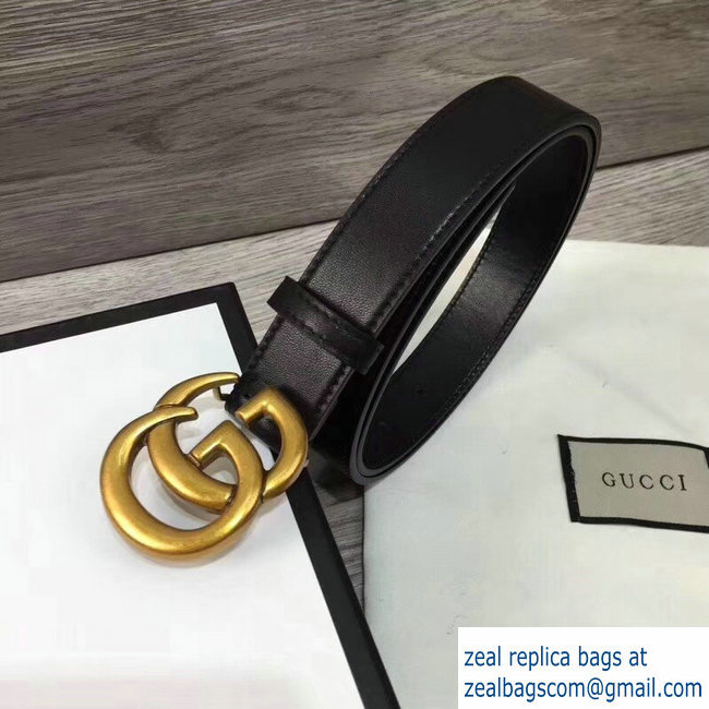 Gucci 3cm Wide Leather Belt With gold gg buckle - Click Image to Close