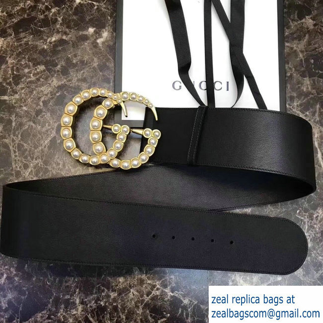 Gucci 7cm Wide Leather Belt With Pearl Double G - Click Image to Close