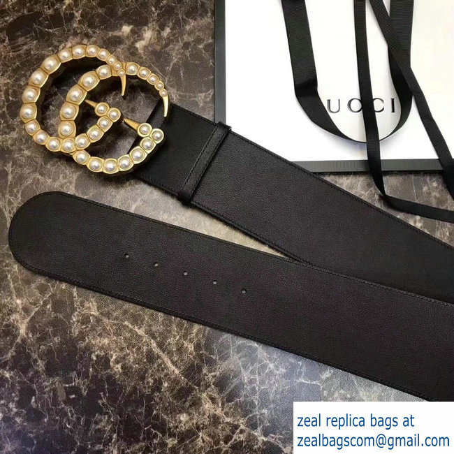 Gucci 7cm Wide Leather Belt With Pearl Double G - Click Image to Close