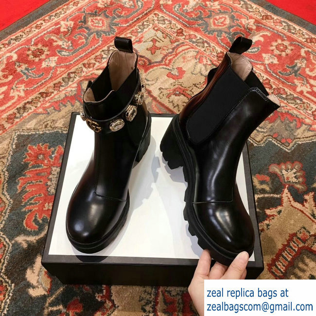 Gucci Black Leather Ankle Boots With Belt 2018