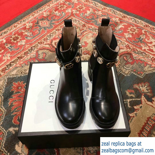 Gucci Black Leather Ankle Boots With Belt 2018 - Click Image to Close