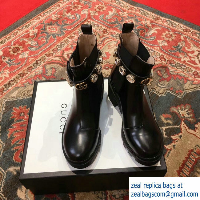 Gucci Black Leather Ankle Boots With Belt 2018 - Click Image to Close