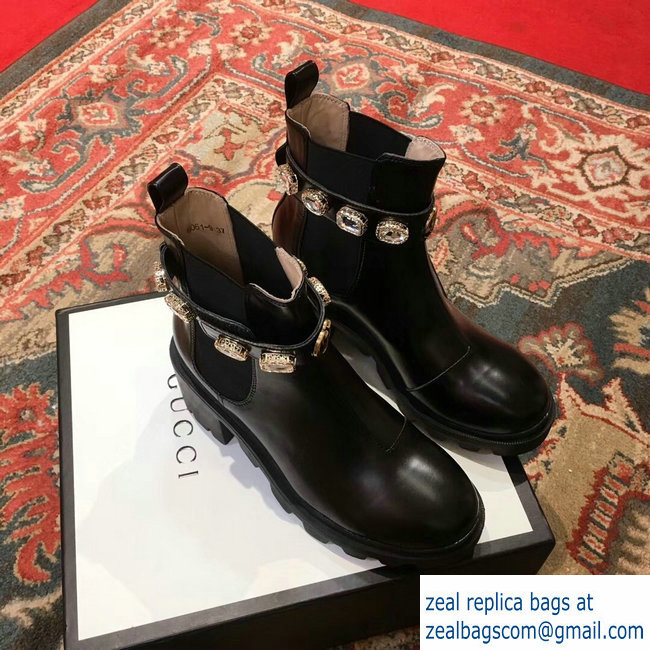 Gucci Black Leather Ankle Boots With Belt 2018 - Click Image to Close