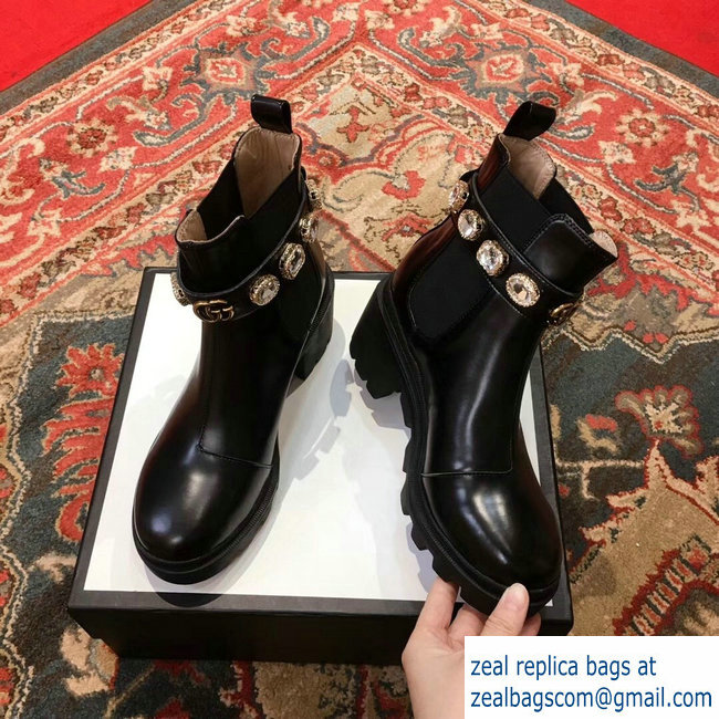 Gucci Black Leather Ankle Boots With Belt 2018