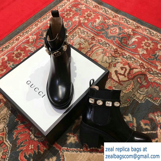 Gucci Black Leather Ankle Boots With Belt 2018