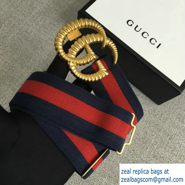 Gucci Blue/Red Web Elastic Belt With Torchon Double G Buckle 2018 - Click Image to Close