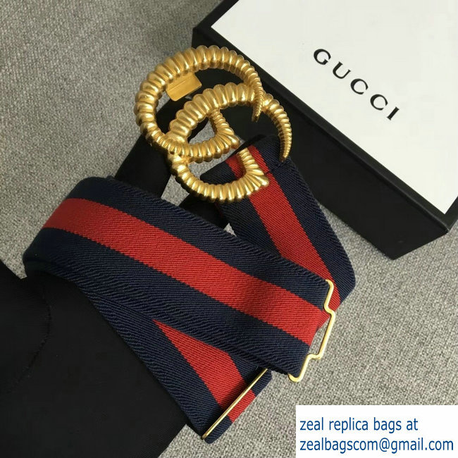 Gucci Blue/Red Web Elastic Belt With Torchon Double G Buckle 2018