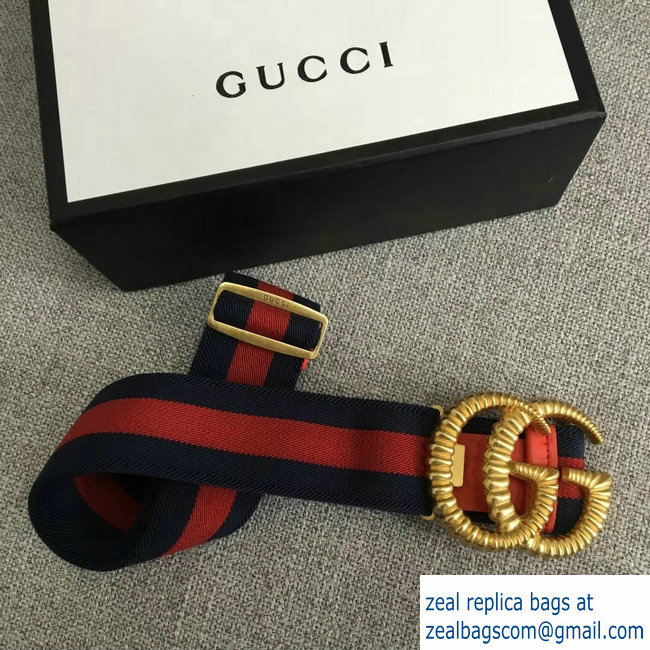 Gucci Blue/Red Web Elastic Belt With Torchon Double G Buckle 2018
