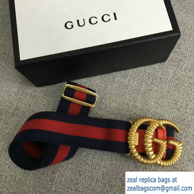 Gucci Blue/Red Web Elastic Belt With Torchon Double G Buckle 2018 - Click Image to Close