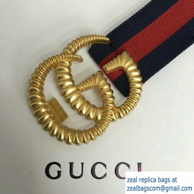 Gucci Blue/Red Web Elastic Belt With Torchon Double G Buckle 2018 - Click Image to Close