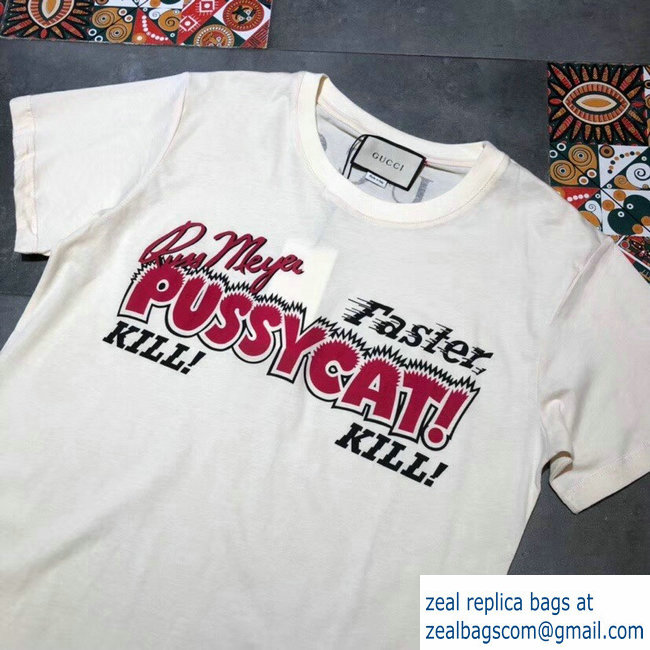 Gucci Faster, Pussycat! Kill! Kill! Movie Print T-shirt Creamy 2019 - Click Image to Close