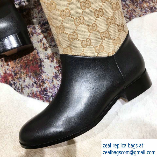 Gucci Feline Head and Double G Leather Knee Boots 549678 Beige 2018 - Click Image to Close