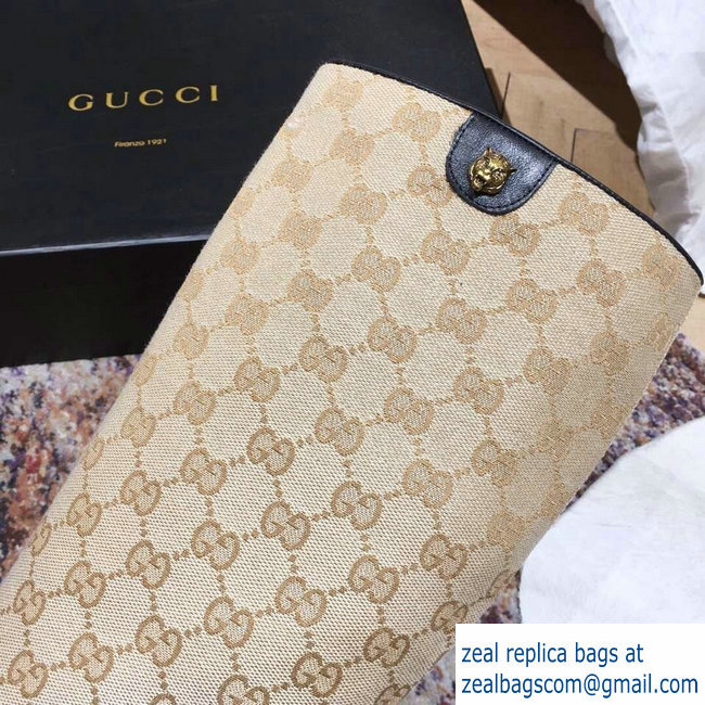 Gucci Feline Head and Double G Leather Knee Boots 549678 Beige 2018 - Click Image to Close