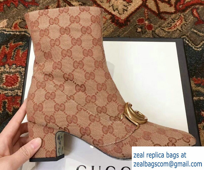 Gucci GG Canvas Ankle Boots 525332 Beige with Double G 2018 - Click Image to Close