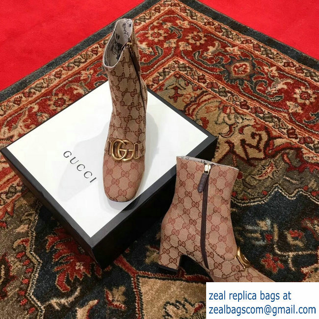 Gucci GG Canvas Ankle Boots 525332 Beige with Double G 2018 - Click Image to Close