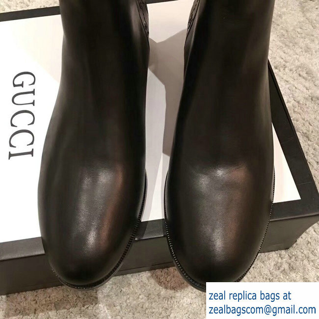 Gucci GG and Leather High Boots Black 2018 - Click Image to Close