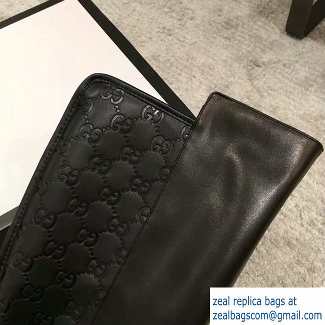 Gucci GG and Leather High Boots Black 2018