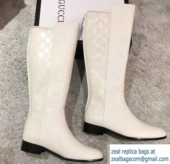 Gucci GG and Leather High Boots Creamy 2018 - Click Image to Close