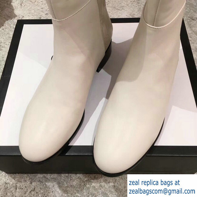 Gucci GG and Leather High Boots Creamy 2018