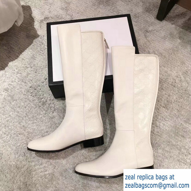Gucci GG and Leather High Boots Creamy 2018 - Click Image to Close