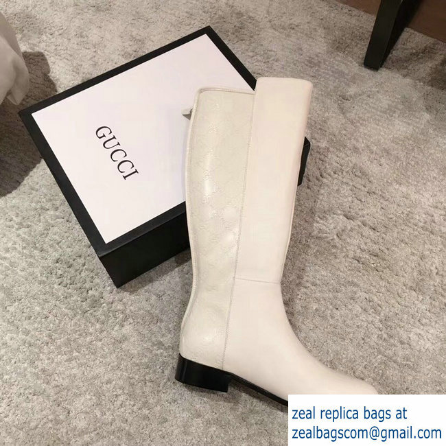 Gucci GG and Leather High Boots Creamy 2018 - Click Image to Close