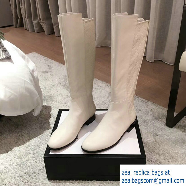 Gucci GG and Leather High Boots Creamy 2018