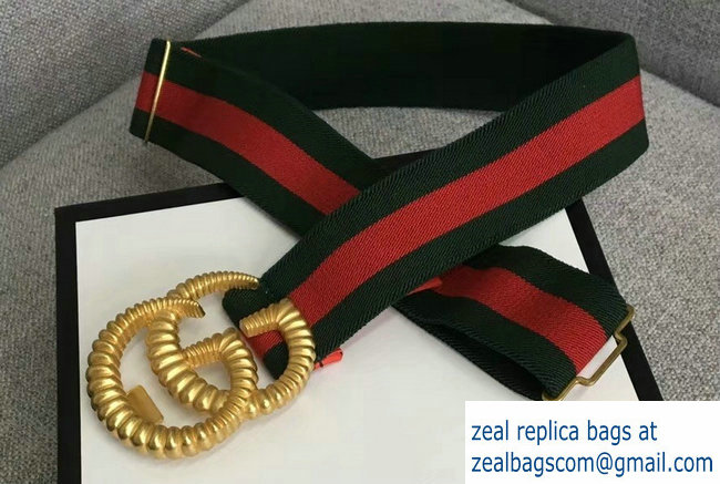 Gucci Green/Red Web Elastic Belt With Torchon Double G Buckle 2018 - Click Image to Close