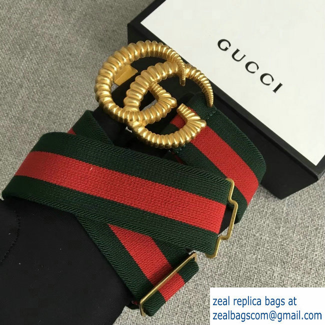 Gucci Green/Red Web Elastic Belt With Torchon Double G Buckle 2018