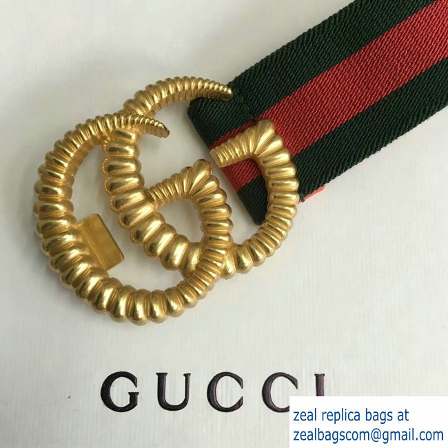 Gucci Green/Red Web Elastic Belt With Torchon Double G Buckle 2018