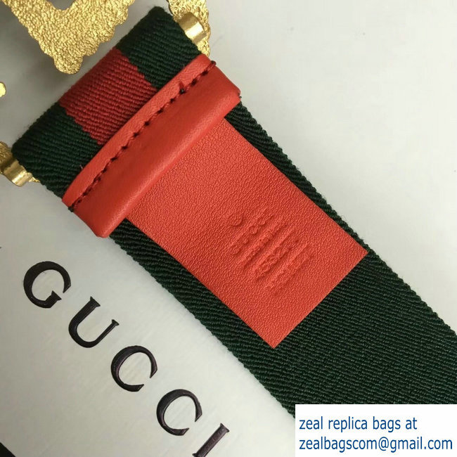 Gucci Green/Red Web Elastic Belt With Torchon Double G Buckle 2018 - Click Image to Close