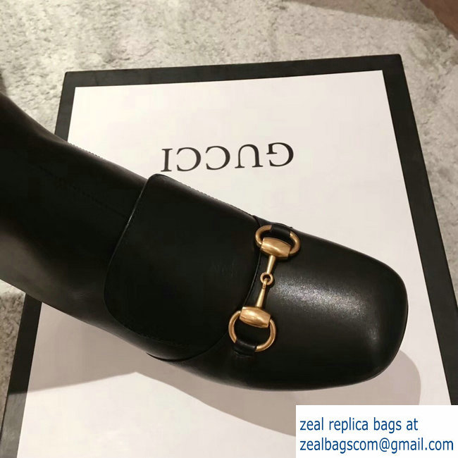 Gucci Heel 6.5cm Horsebit Leather Knee Boots Black 2018 - Click Image to Close