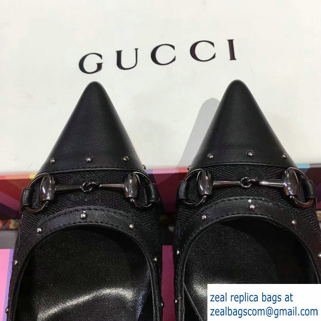 Gucci Heel 6.5cm Horsebit Pumps GG Black 2018 - Click Image to Close