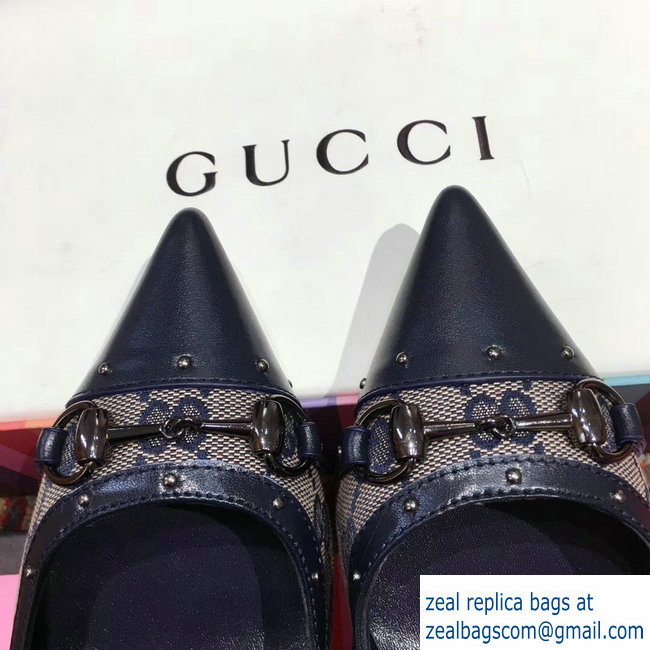 Gucci Heel 6.5cm Horsebit Pumps GG Blue 2018