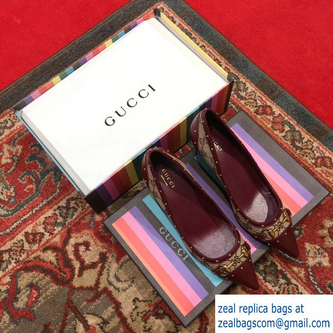 Gucci Heel 6.5cm Horsebit Pumps GG Burgundy 2018