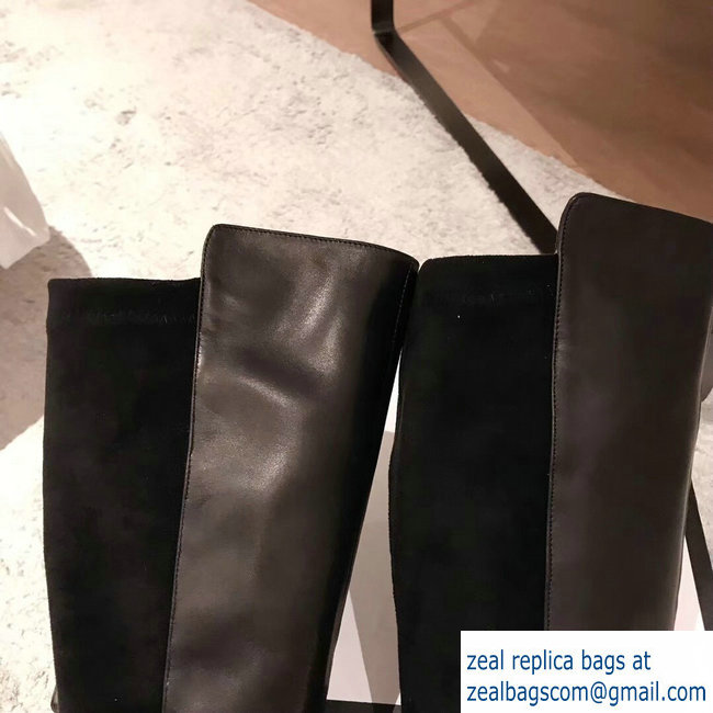 Gucci Heel 8.5cm Web Bee Knee Boots Black 2018 - Click Image to Close
