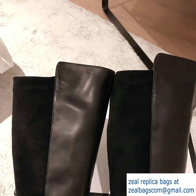 Gucci Heel 8.5cm Web Bee Knee Boots Black 2018